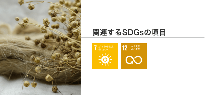 関連するSDGsの項目
					7.エネルギーをみんなに そしてクリーンに
					12.つくる責任 つかう責任