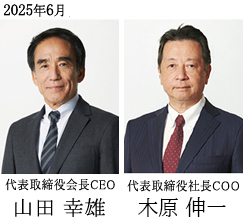 代表取締役会長CEO 山田幸雄 代表取締役社長COO 木原伸一