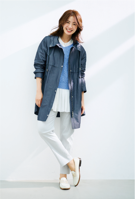 Style02 スポーティな要素をちりばめたきれいめフーデッドコート